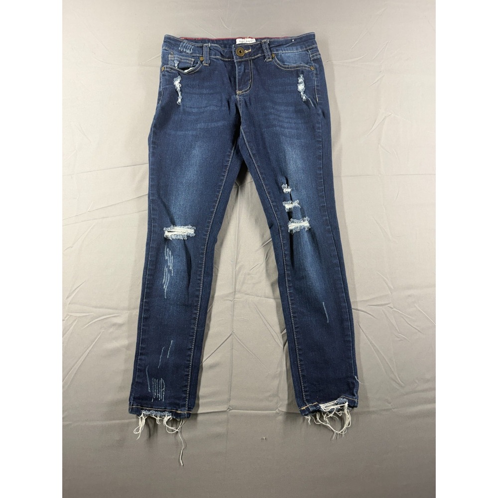 Gogo Jeans USA Women's Size 3 Skinny Jeans Distressed Raw Hem Dark Wash Y2K